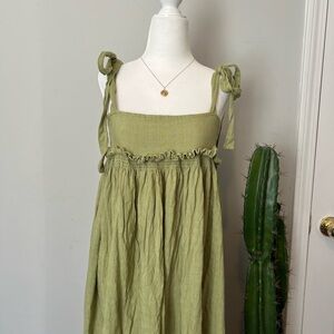 Free People Green Maxi Tie Dress